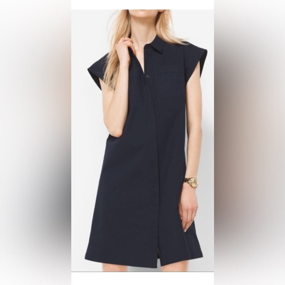 Michael Kors Navy Sleeveless Shirt Dress Size Small 1264 - Picture 1 of 9